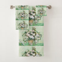 Roses blanches de Van Gogh - Art floral mint vinta