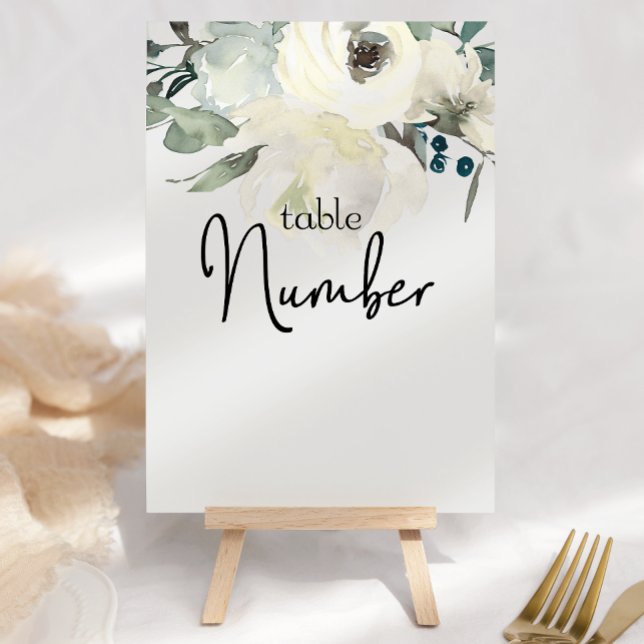 Roses blanches d'ivoire Numéro de table de mariage (Créateur téléchargé)