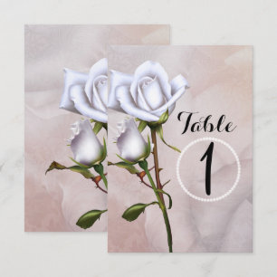 Roses blanches douces romantiques Numéro de table