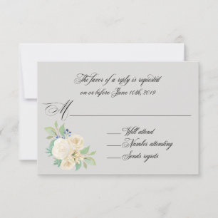 Roses blanches Elégant mariage floral RSVP