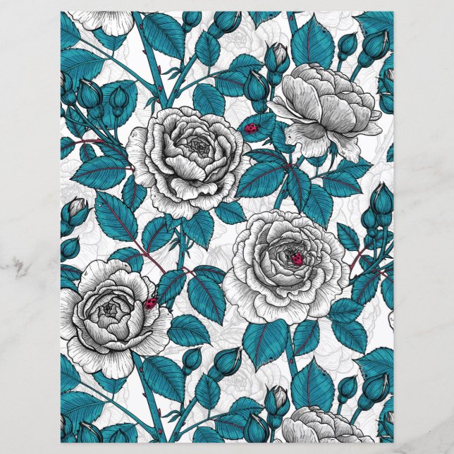 Roses blanches et coccinelles (Devant)