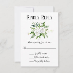 Roses blanches et mariage du bébé carte RSVP