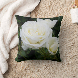 Roses blanches personnalisées Coussin photo jardin