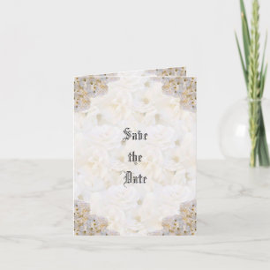 Roses blanches romantiques sauver la date
