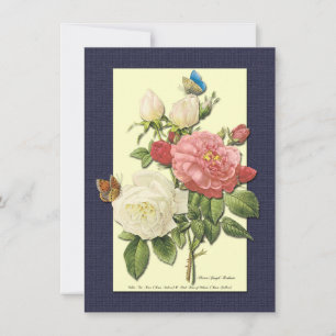 Roses blanches rouges et invitations personnalisée