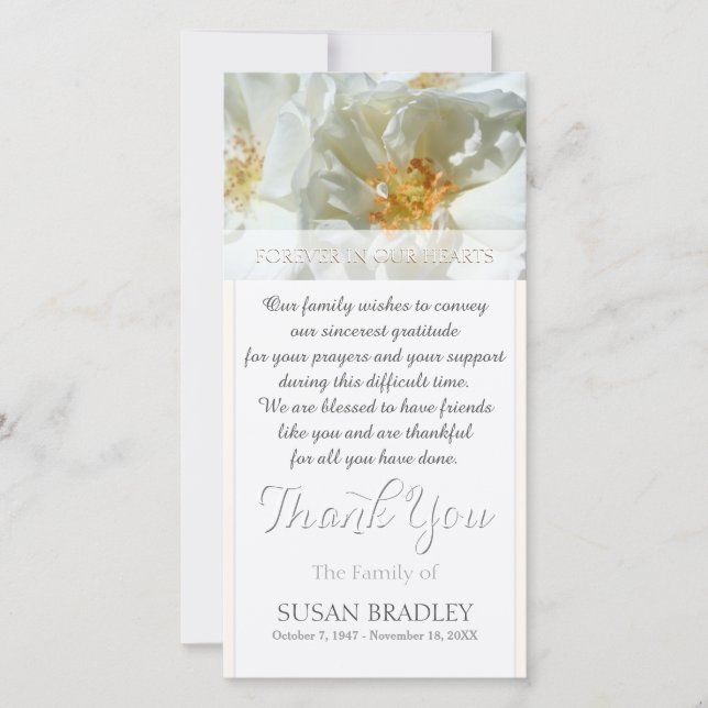 Roses blanches sauvages Merci de sympathie avec l' (Devant)