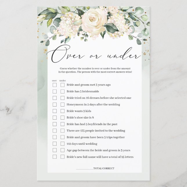 Roses blanches verdure au-dessus ou sous le jeu nu (Devant)