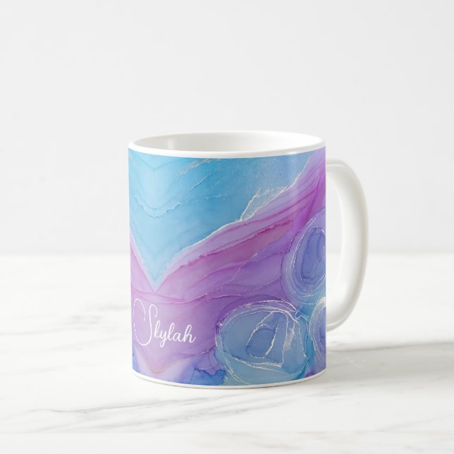 Roses bleu pourpre Nommés Coffee Mug (Devant droit)