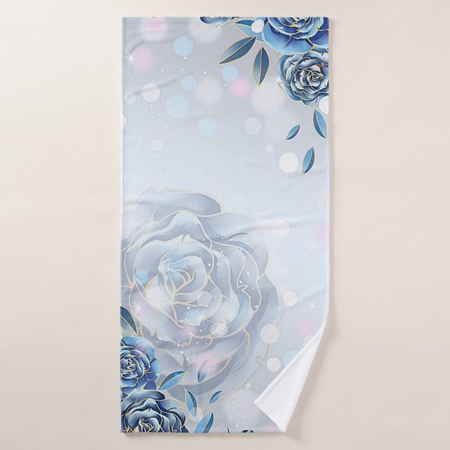 Roses bleus et étincelles (Serviette de bain)