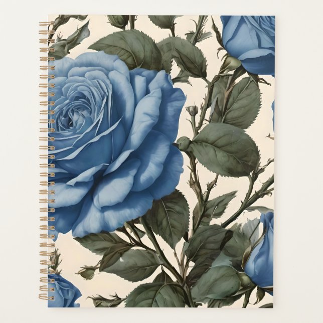Roses Bleus Et Feuilles Verts, (Devant)