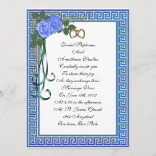 Roses bleus grecs faire-part de mariage