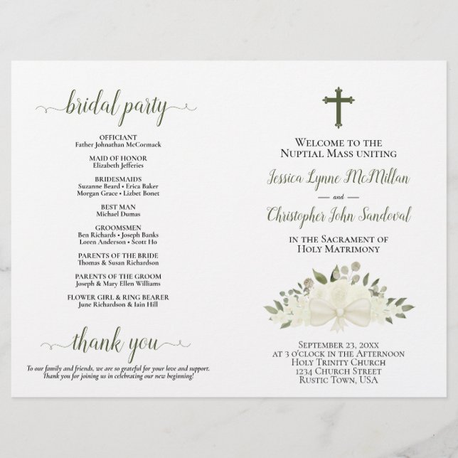 Roses Boho Blanc do-it-yourself Pold Catholic Wedd (Devant)