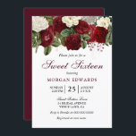 Roses Burgundy Rouge Blanc Douce 16 Invitation<br><div class="desc">Bourgogne Rouge Blanc Roses Douce 16 Invitation Voir la collection correspondante dans Niche et Nest Store</div>