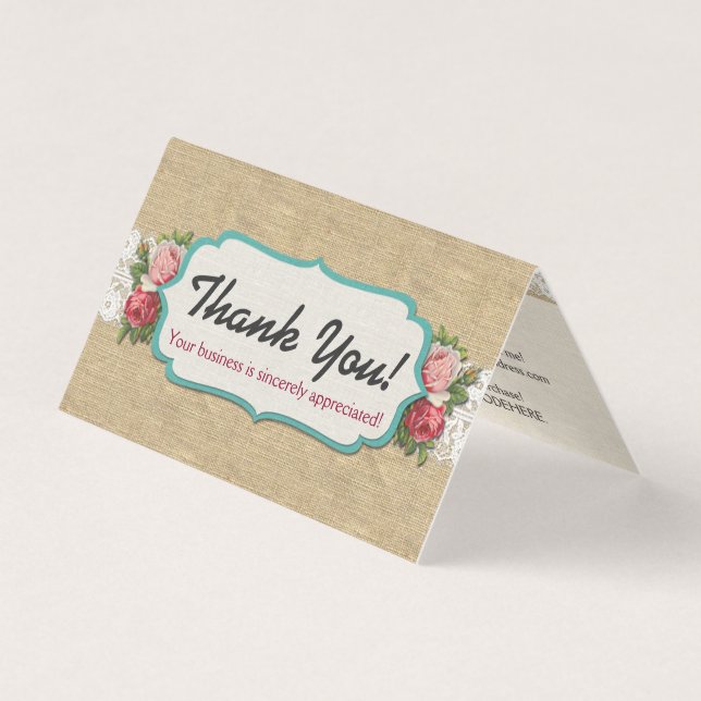 Roses Chic Shabby sur Merci Burlap Vintage (Front)