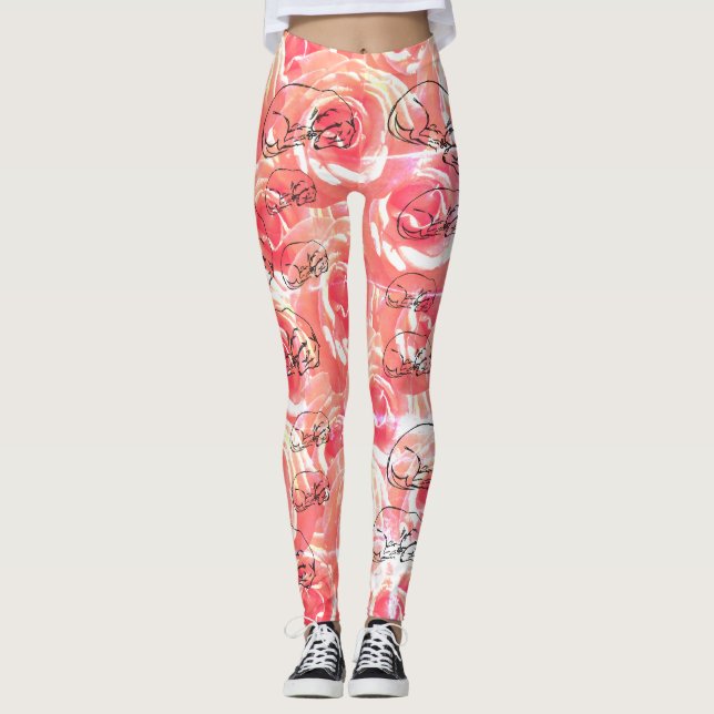 Roses, Dachshund Chien Leggings All-Over-Print (Devant)