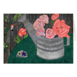 Roses dans la carte de boîte d'arrosage par Julia