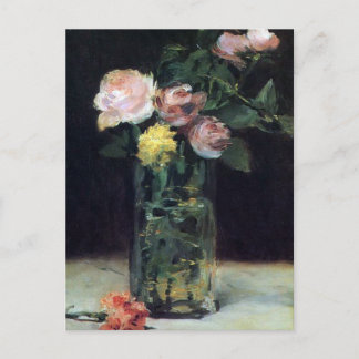 Roses dans un vase en verre par carte postale Mane