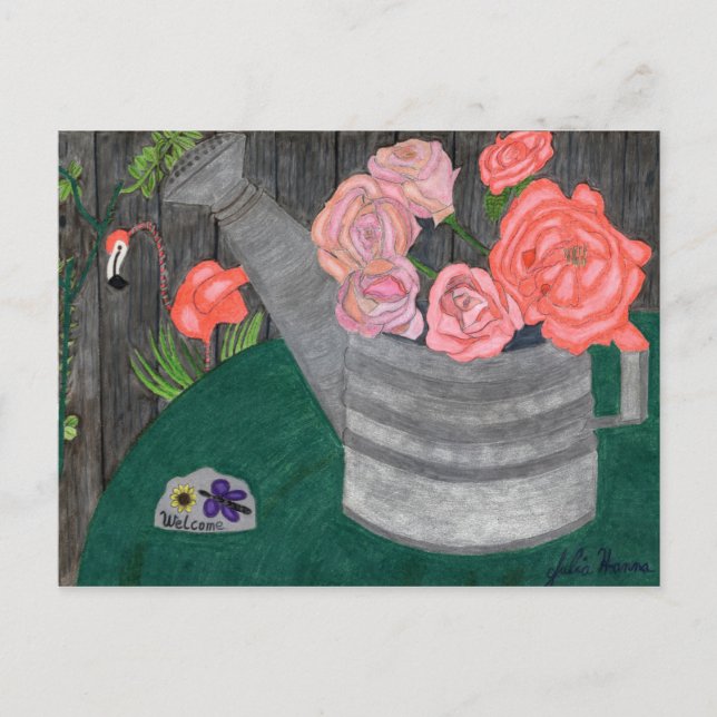 Roses Dans Une Piscine D'Eau Carte Postale (Devant)