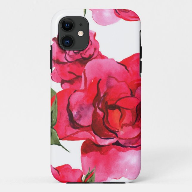 Roses d'aquarelle rose et rouge sur Coque blanc-Ma (Dos)