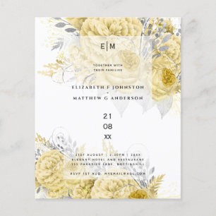 Roses d'argent or mariage floral invite