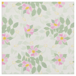 Roses de chien blancs assez roses sur le tissu