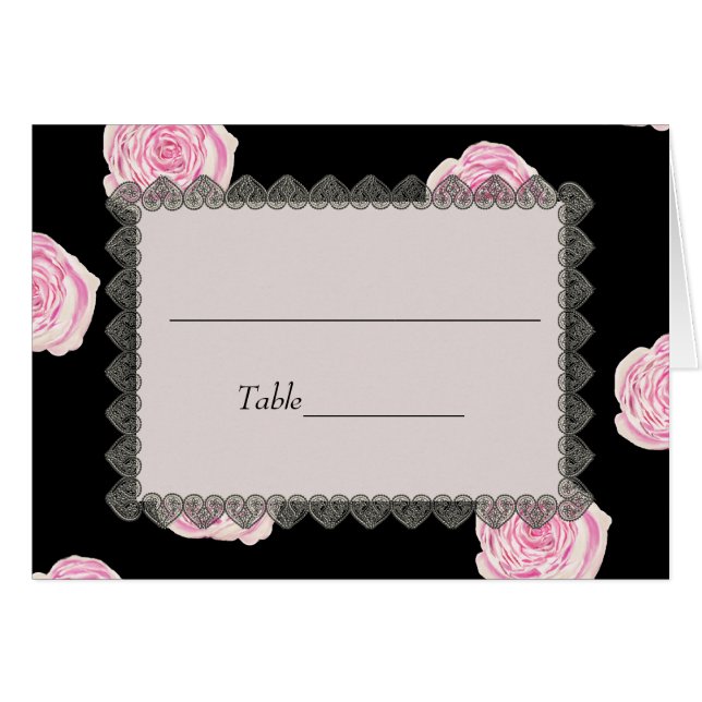 Roses de chou rose et Mariage de dentelle noire Ca (Devant horizontal)