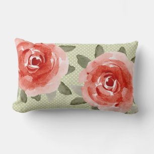 Roses de chou rouge sur le Coussin de points blanc