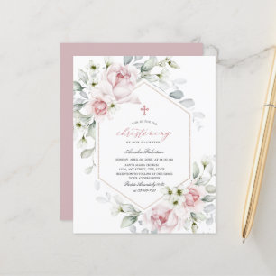 Roses de Christening   Invitation Floral Watercolo