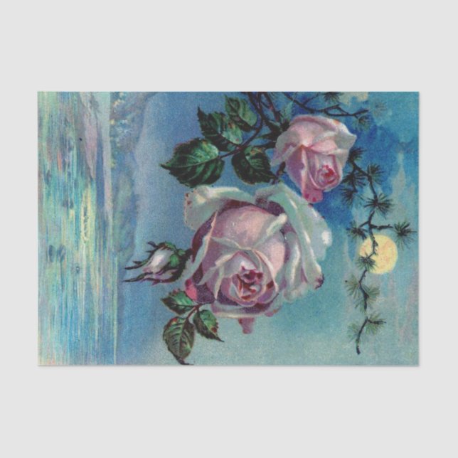 Roses de clair de lune un papier de soie de soie (Recto)