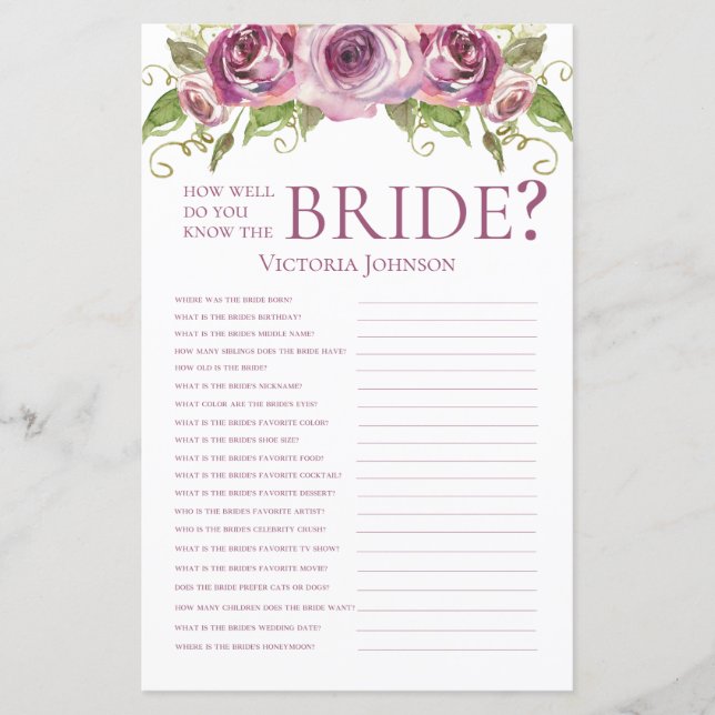 Roses De Lavande Connais-Tu Bien L'Épouse ? (Devant)