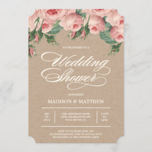 Roses de pays Invitation à la douche nuptiale