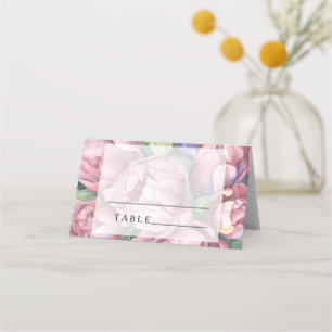 Roses de pivoine rose - mariages cartes de place
