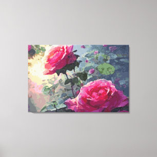 Roses de printemps - Toile enveloppée
