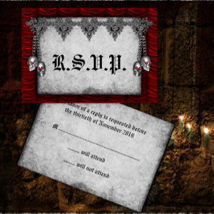 Roses de sang et mariage gothique rouge soie RSVP