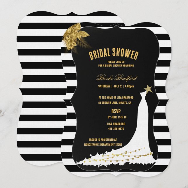 Roses d'or Art Déco, carte de Fête des mariées Str (Devant / Derrière)