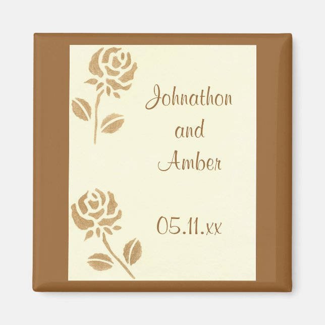 Roses d'or Enregistrer la date Aimants de mariage (Devant)