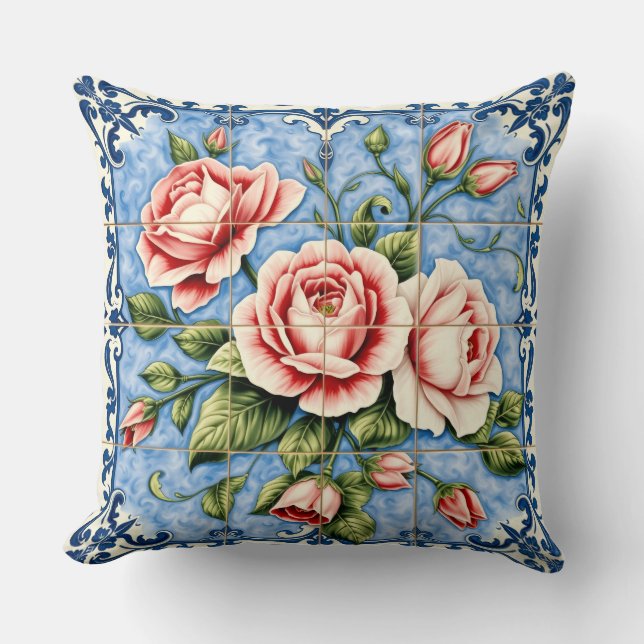 roses écloses de Lisbonne  coussin (Recto)