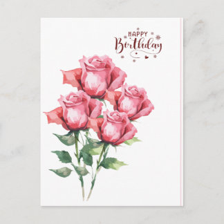 Roses en aquarelle rose tendre Carte postale d'ann