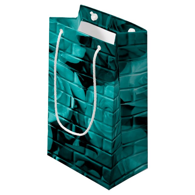 Roses en briques 03 Turquoise-petit sac cadeau (Devant Angle)