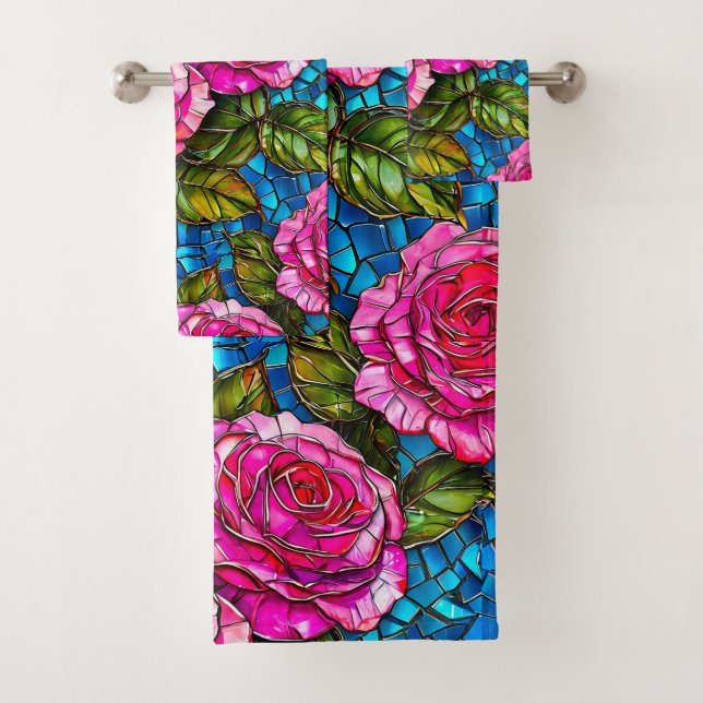 Roses en mosaïque rose  (En situation)