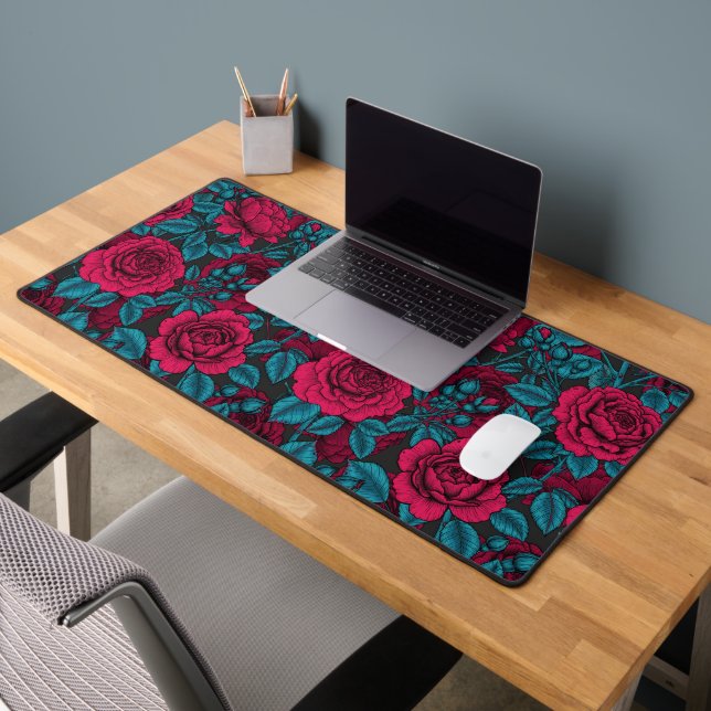 Roses en rouge et bleu (Bureau 2)