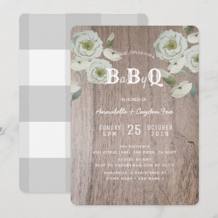 Roses et bois BaByQ Baby shower BBQ Invitation