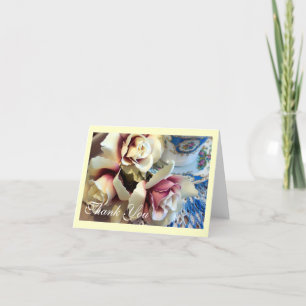 Roses et Carte de remerciements de thé