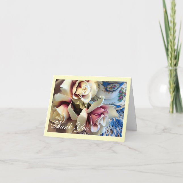 Roses et Carte de remerciements de thé (Devant)