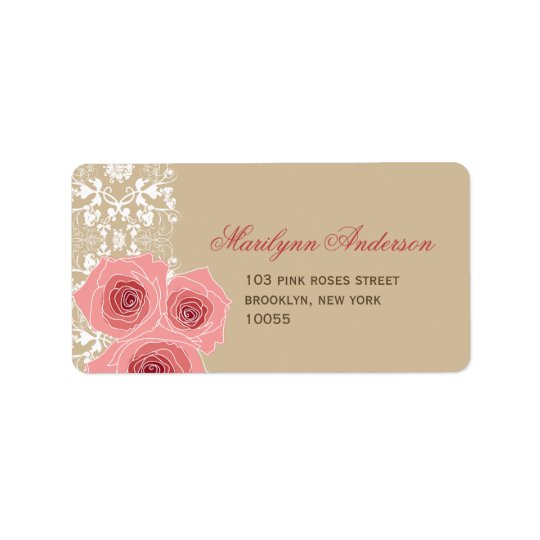 Roses et étiquettes de adresse roses romantiques