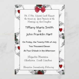 Roses et Faire-part de mariage de coeur