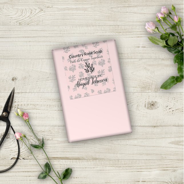 Roses et Feuilles Blush Line Art Étiquette de savo (Créateur téléchargé)