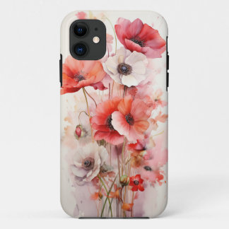 Roses et fleurs de pavot - Coque rose Rose