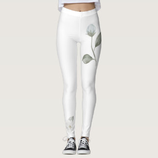 Roses et Fleurs sauvages sur Leggings blancs