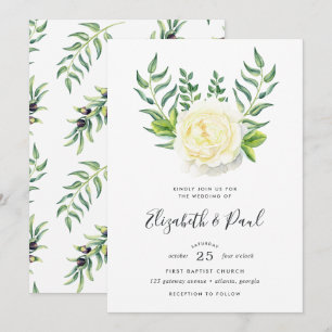 Roses et olives Faire-part de mariage